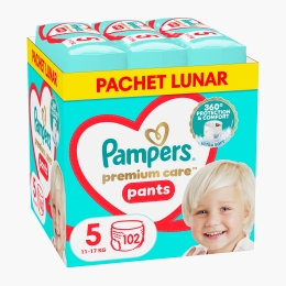 Scutece-chiloțel Premium Care Pants, mărimea 5, 11-17kg, 102 buc
