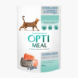 Hrană umedă pentru pisici adulte 85g, somon și afine în jeleu