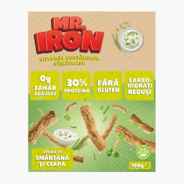 Pufuleți cu aromă de smântână și ceapă, cu 30% proteină, fără zahăr și fără gluten, low carb 100g