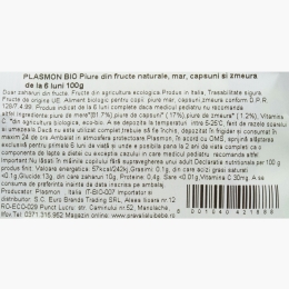 Piure eco de căpșuni, zmeură și măr 100g