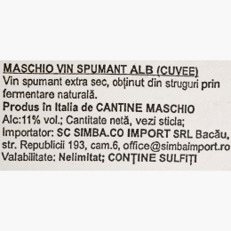 Vin spumant alb extra sec, 11.5%, 750ml