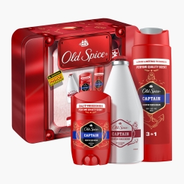 Set Cadou cutie metalică  (deodorant stick Captain 50ml, gel de duș Captain 250ml, loțiune după ras Captain 100ml)