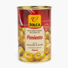 Măsline verzi Manzanilla umplute cu ardei 300g