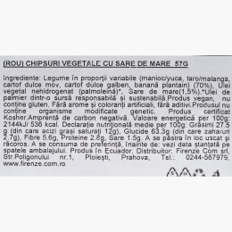 Chipsuri din legume cu sare de mare 57g