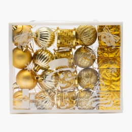 Set 20 ornamente de brad, tip glob, din polistiren, auriu