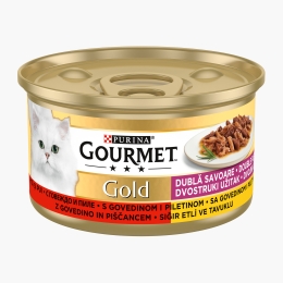Hrană umedă pentru pisici, 85g, Double Pleasure cu vită și pui în sos 