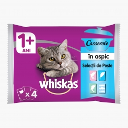 Hrană umedă pentru pisici adulte, 4x85g, selecții de pește în aspic