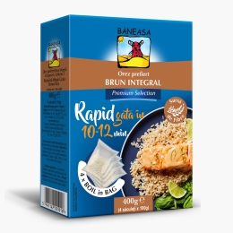 Orez prefiert brun integral, 4 săculeți x 100g