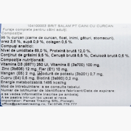 Salam pentru câini, cu carne de curcan, 800g