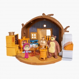 Set de joacă Masha and the Bear, Căsuță pliabilă cu figurine și accesorii 3+ ani