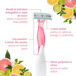 Aparat de ras pentru femei Soleil Escape Citrus, 4 lame, 3 buc