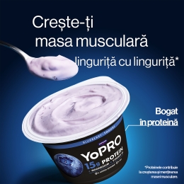 Produs lactat fermentat cu afine și îndulcitori, bogat în proteine, 0.1% grăsime, 160g