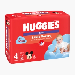 Scutece chiloței pentru băieți Little Movers Pants, mărimea 4, 9-14 kg, 36 buc