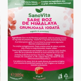Sare roz de Himalaya grunjoasă iodată, 500g