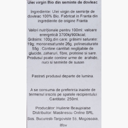 Măslinescu - Ulei virgin eco de semințe de dovleac 250ml