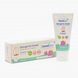 Pastă de dinți cu fluor pentru copii cu aromă de zmeură, +1 an, 60ml