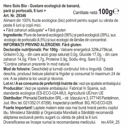 Gustare eco banană, pară și portocală Hero, +6 luni, 100g