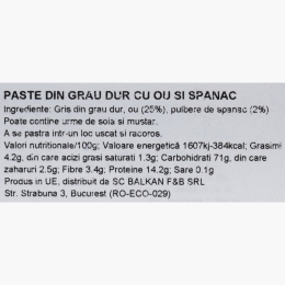 Paste Tagliarelle cu ou și spanac 250g