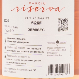 Vin spumant rose demisec Băbească Neagră & Cabrnet Sauvignon, 12%, 0.75l