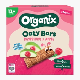 Batoane ecologice din ovăz integral cu mere și zmeură, 6x23g, 12+ luni