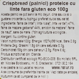 Pâine crocantă proteică eco din linte, fără gluten 100g