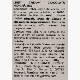 Ciocolată neagră Extra Creamy 35g