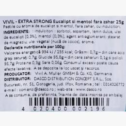 Bomboane Extra Strong eucalipt și mentol fără zahăr 25g