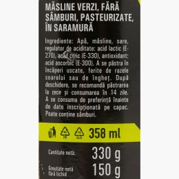 Măsline verzi fără sâmburi 330g