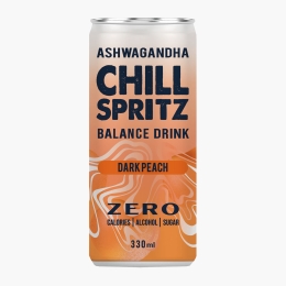 Băutură carbogazoasă cu ashwagandha și aromă de piersică, fără zahăr, doză 330ml