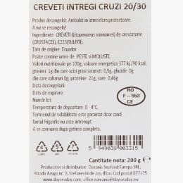 Creveți întregi 20/30 cruzi 200g