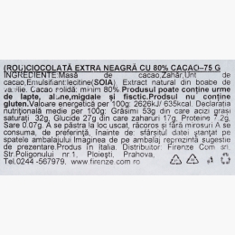 Ciocolată neagră, 80% cacao, 75g