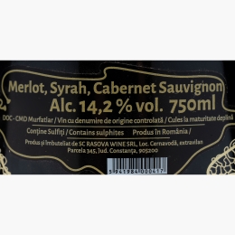 Vin roșu sec Merlot, Syrah & Cabernet Sauvignon, 14.2%, 750ml 	