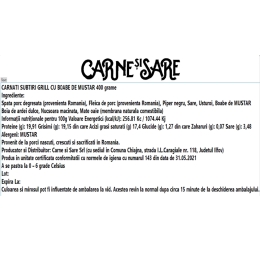 Cârnați subțiri grill cu boabe de muștar 400g