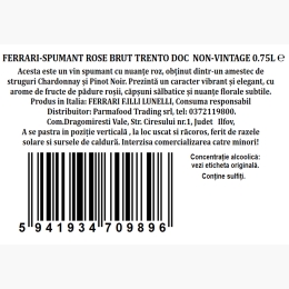 Vin spumant rose brut Trento D.O.C., 12.5%, 750ml