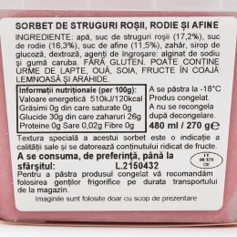 Sorbet de rodie, struguri roșii, afine 270g