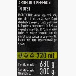 Ardei iuți peperoni în oțet, Gourmet, 680g