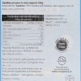 Sardine picante în ulei vegetal 100g
