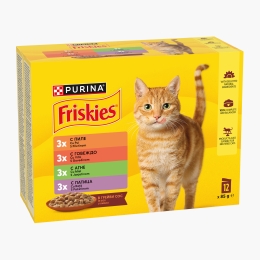 Hrană umedă pentru pisici, 12x85g, mix de arome (pui, vită, miel, rață)