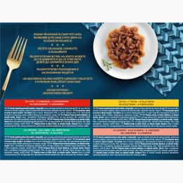 Hrană umedă pentru pisici Gourmet Perle Mini fileuri în sos, plicuri 12x85g, mix de arome (vită, pui, iepure, somon)
