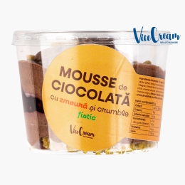 Mousse de ciocolată cu zmeură și crumble de fistic 100g