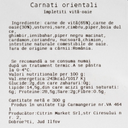 Carnați orientali vită-oaie 300g
