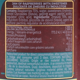 Dulceață de zmeură, fără zahăr adăugat, 300g