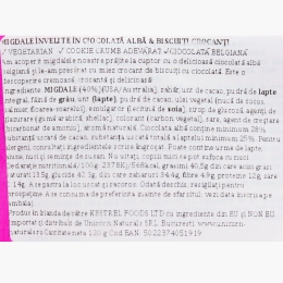 Migdale învelite în ciocolată belgiană albă & biscuiți crocanți 120g