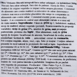 Biscuiți integrali, fără zahăr adăugat 500g