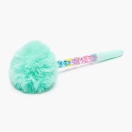 Pix fluffy cu cristale decorative în interior, turcoaz