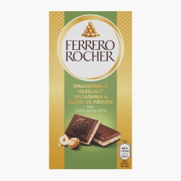 Ciocolată cu lapte, cu macadamia și alune de pădure 90g