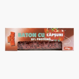 Baton crispy cu aromă de căpșuni, 25% proteină, fără zahăr adăugat, 40g