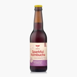 Băutură carbogazoasă Kombucha cu coacăze negre și ceai alb, sticlă 330ml