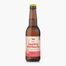 Băutură carbogazoasă Kombucha cu rubarbă și ceai mate, sticlă 330ml