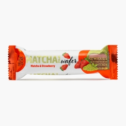 Napolitană cu cacao, căpșuni în ciocolata albă și ceai matcha, 35g